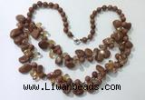 CGN532 19.5 inches chinese crystal & goldstone beaded necklaces