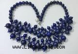 CGN566 19.5 inches stylish 4mm - 12mm lapis lazuli beaded necklaces