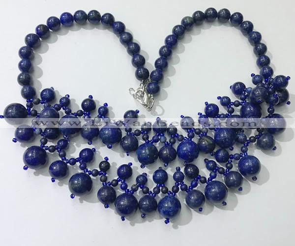 CGN566 19.5 inches stylish 4mm - 12mm lapis lazuli beaded necklaces