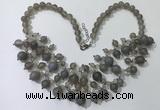 CGN568 19.5 inches stylish 4mm - 12mm grey agate beaded necklaces