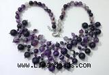 CGN569 19.5 inches stylish 4mm - 12mm striped agate beaded necklaces