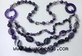 CGN597 23.5 inches striped agate gemstone beaded necklaces