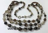 CGN611 24 inches chinese crystal & striped agate beaded necklaces