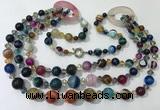 CGN614 24 inches chinese crystal & striped agate beaded necklaces