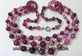 CGN623 24 inches chinese crystal & striped agate beaded necklaces