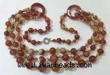 CGN625 24 inches chinese crystal & striped agate beaded necklaces