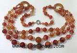 CGN626 24 inches chinese crystal & striped agate beaded necklaces