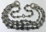 CGN638 24 inches chinese crystal & striped agate beaded necklaces