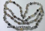 CGN650 22 inches chinese crystal & striped agate beaded necklaces