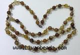 CGN651 22 inches chinese crystal & striped agate beaded necklaces