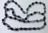 CGN663 22 inches chinese crystal & striped agate beaded necklaces