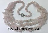 CGN670 22 inches stylish rose quartz beaded necklaces wholesale