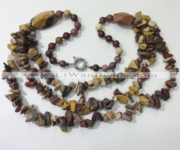 CGN675 22 inches stylish mookaite gemstone beaded necklaces