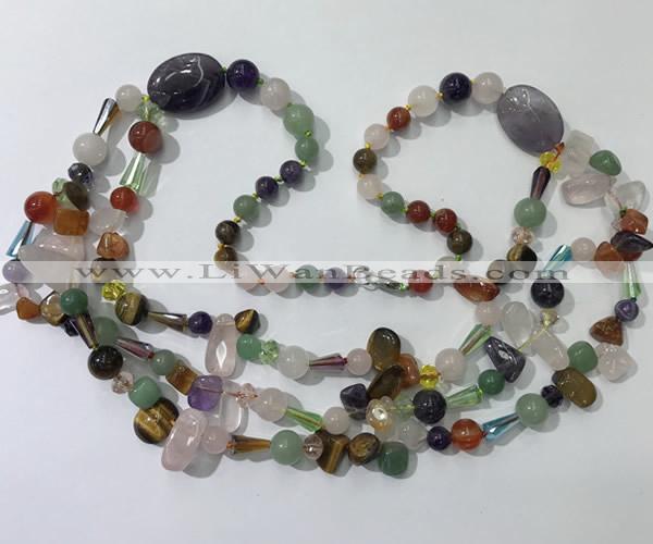 CGN681 23.5 inches chinese crystal & mixed gemstone beaded necklaces