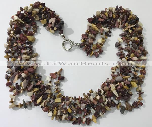 CGN735 19.5 inches stylish 6 rows mookaite chips necklaces