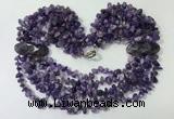 CGN756 20 inches stylish 6 rows amethyst chips necklaces