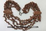 CGN766 20 inches stylish 6 rows goldstone chips necklaces