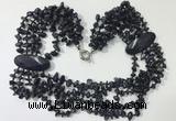 CGN767 20 inches stylish 6 rows blue goldstone chips necklaces