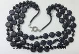 CGN801 23.5 inches stylish 3 rows round & coin blue goldstone necklaces