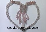 CGN810 19.5 inches chinese crystal & rose quartz statement necklaces