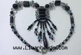 CGN813 19.5 inches chinese crystal & blue goldstone statement necklaces