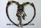 CGN816 19.5 inches chinese crystal & yellow tiger eye statement necklaces