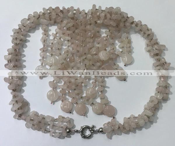 CGN825 20 inches stylish rose quartz statement necklaces