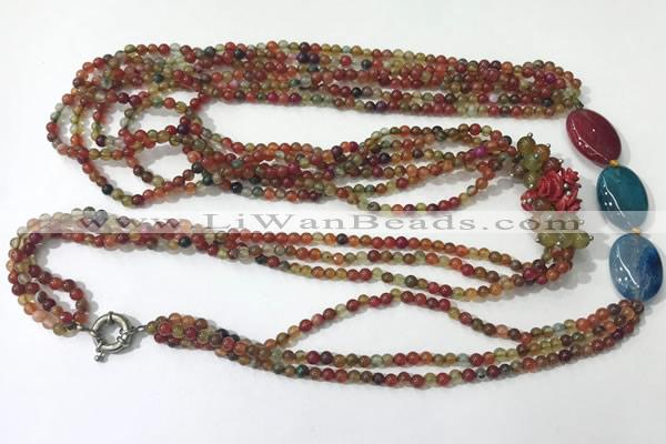 CGN852 30 inches trendy agate long beaded necklaces