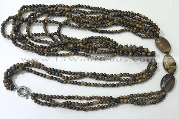 CGN854 30 inches trendy yellow tiger eye long beaded necklaces