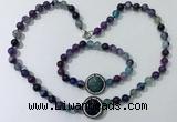 CGN879 19.5 inches 8mm round striped agate jewelry sets