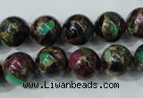 CGO04 15.5 inches 10mm round gold multi-color stone beads