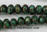 CGO122 15.5 inches 8*12mm rondelle gold green color stone beads