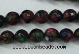 CGO14 15.5 inches 10mm faceted round gold multi-color stone beads