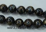 CGO163 15.5 inches 10mm round gold blue color stone beads