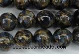 CGO167 15.5 inches 18mm round gold blue color stone beads