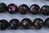 CGO17 15.5 inches 16mm faceted round gold multi-color stone beads