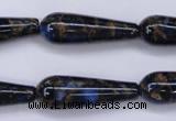 CGO188 15.5 inches 8*20mm teardrop gold blue color stone beads