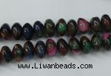 CGO22 15.5 inches 8*12mm rondelle gold multi-color stone beads