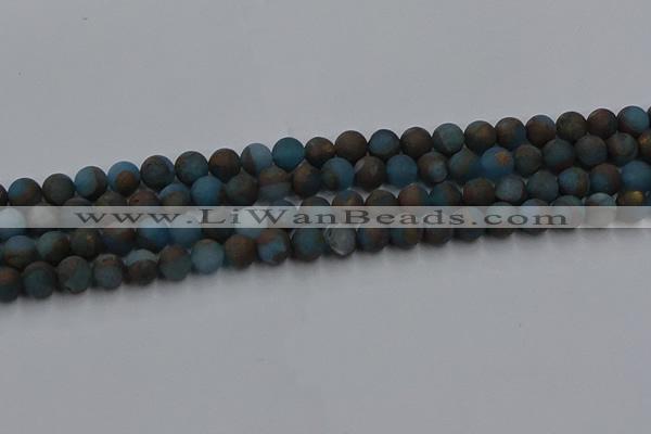 CGO257 15.5 inches 8mm round matte gold multi-color stone beads