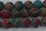 CGO266 15.5 inches 6mm round matte gold multi-color stone beads