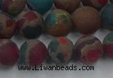 CGO268 15.5 inches 10mm round matte gold multi-color stone beads