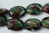 CGO38 15.5 inches 10*14mm oval gold multi-color stone beads