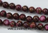 CGO52 15.5 inches 6mm round gold red color stone beads