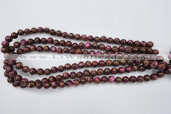 CGO52 15.5 inches 6mm round gold red color stone beads