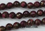 CGO62 15.5 inches 6mm faceted round gold red color stone beads