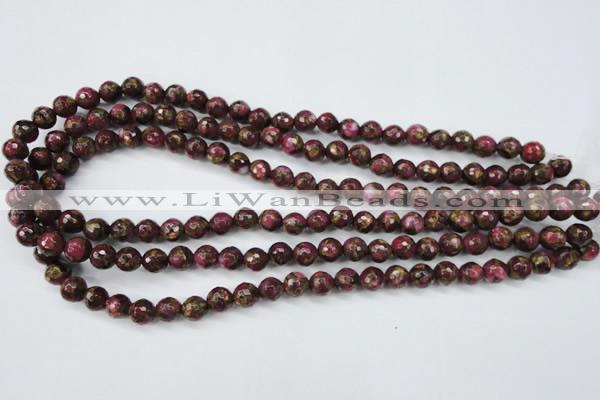 CGO64 15.5 inches 10mm faceted round gold red color stone beads