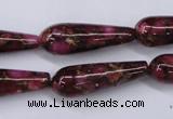 CGO80 15.5 inches 12*40mm teardrop gold red color stone beads