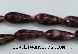 CGO83 15.5 inches 10*30mm faceted teardrop gold red color stone beads