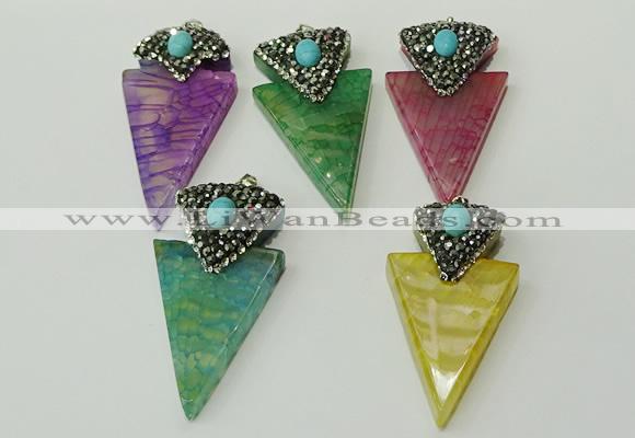 CGP108 30*55mm arrowhead agate gemstone pendants wholesale