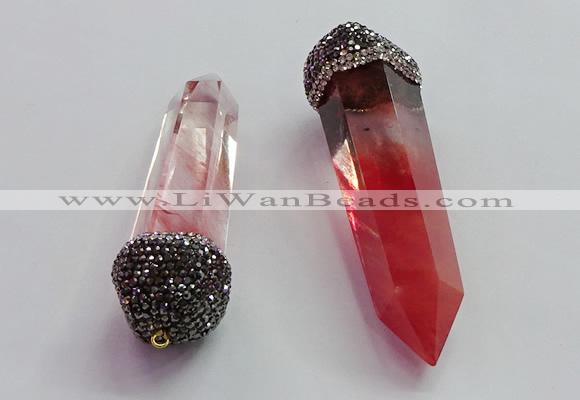 CGP1524 20*65mm - 25*80mm sticks cherry quartz gemstone pendants